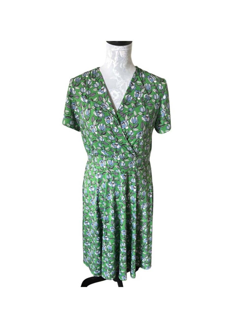 Karina Your Easy Dress Womens Green Stretchy Floral Size Xlarge